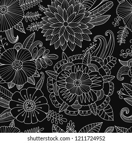 Floral seamless pattern, sketch for your design