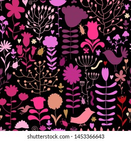 Floral seamless pattern, sketch for your design