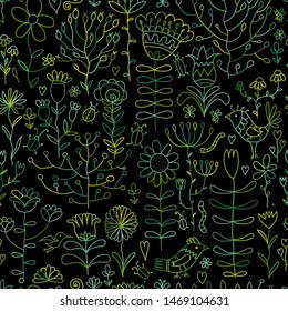 Floral seamless pattern, sketch for your design