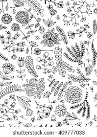 Floral seamless pattern, sketch for your design