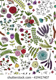 Floral seamless pattern, sketch for your design