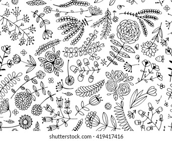 Floral seamless pattern, sketch for your design