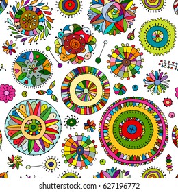 Floral seamless pattern, sketch for your design