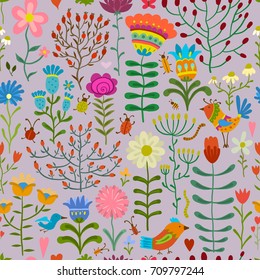 Floral seamless pattern, sketch for your design