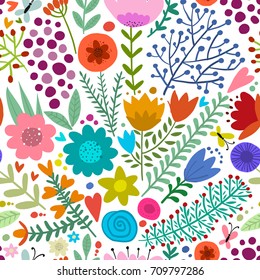 Floral seamless pattern, sketch for your design