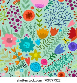Floral seamless pattern, sketch for your design
