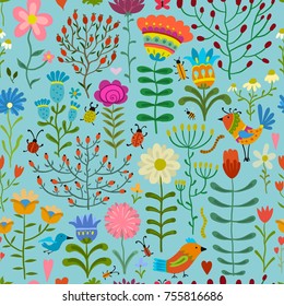 Floral seamless pattern, sketch for your design