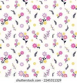 Patrón floral sin soldadura con flores y hojas pequeñas