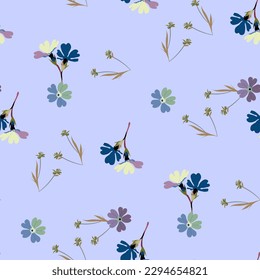 Blumennahtlose Muster mit kleinen Blumen auf hellem Hintergrund, natürlicher Hintergrund für Stoffdesign, Tapete, Geschenkverpackung, Heimtextilienmuster
