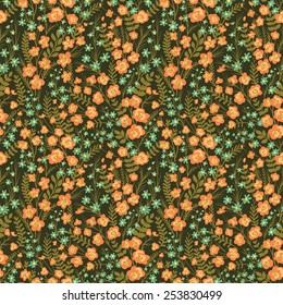 Floral seamless pattern with lot of small flowers and leaves.