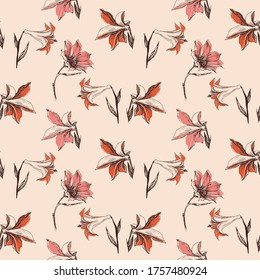 Floral seamless pattern, small lily design