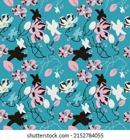 Floral seamless pattern in small scale flowers. Trendy colors. Shabby chic millefleurs. Will be fine for textile or book covers, manufacturing, wallpapers, print, gift wrap and scrapbooking
