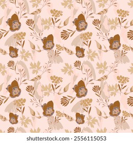 Floral seamless pattern in small scale flowers. Trendy colors. Shabby chic millefleurs. Will be fine for textile or book covers, manufacturing, wallpapers, print, gift wrap and scrapbooking	