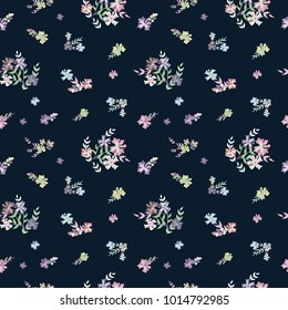 Floral seamless pattern in in small-scale flowers. Trendy colors. Shabby chic millefleurs. Will be fine for textile or book covers, manufacturing, wallpapers, print, gift wrap and scrapbooking.