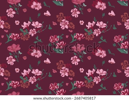 Floral seamless pattern in in small-scale flowers. Trendy colors. Shabby chic millefleurs. Will be fine for textile or book covers, manufacturing, wallpapers, print, gift wrap and scrapbooking.