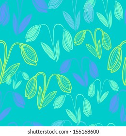 Floral seamless pattern with snowdrops. Vector background with flowers.