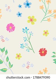 Patrón floral sin soldadura con fondo blanco suave