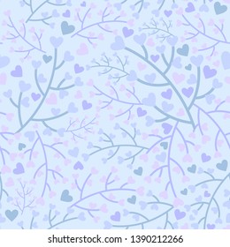 Floral seamless pattern. Sprigs of hearts. Delicate print for print, packaging, fabric.