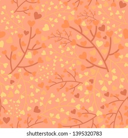 Floral seamless pattern. Sprigs of hearts. Delicate print for print, packaging, fabric.