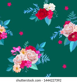 Floral seamless pattern for spring dress in watercolor style