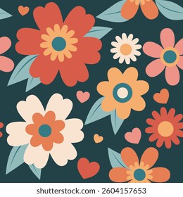 Floral seamless pattern with spring flowers vector background texture in elegant pastel colors. Textile fabric print. Gift wrapping paper. Abstract design template element. Backdrop. Repeating tile.