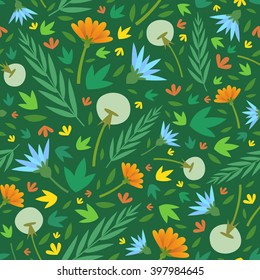 Floral seamless pattern with spring flowers. Vector illustration