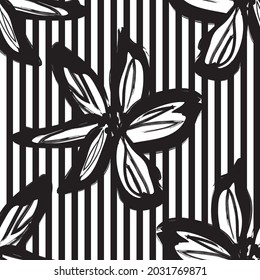 Patrón floral sin soldadura con fondo a rayas para textiles y gráficos de moda