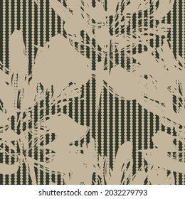 Floral seamless pattern with striped background for fashion textiles and graphics