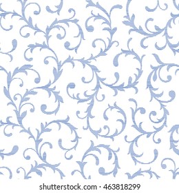 Floral seamless pattern with striped swirl leaves in pastel colors