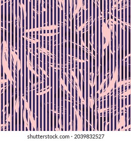 Floral seamless pattern with striped textures for fashion textiles and graphics