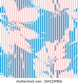 Floral seamless pattern with striped textures for fashion textiles and graphics