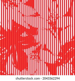 Floral seamless pattern with striped textures for fashion textiles and graphics