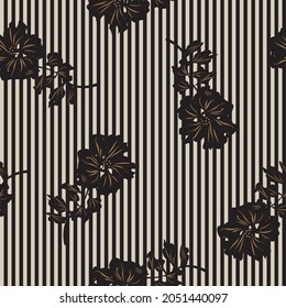 Patrón sin costuras florales con texturas rayadas para textiles y gráficos de moda