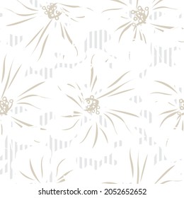 Floral seamless pattern with striped textures for fashion textiles and graphics