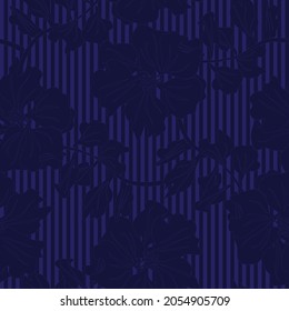 Floral seamless pattern with striped textures for fashion textiles and graphics