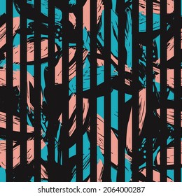 Floral seamless pattern with striped textures for fashion textiles and graphics