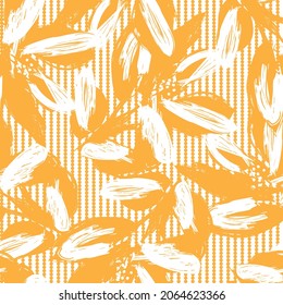 Floral seamless pattern with striped textures for fashion textiles and graphics