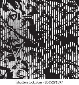 Floral seamless pattern with striped textures for fashion textiles and graphics