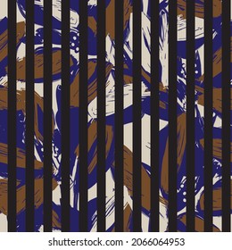 Floral seamless pattern with striped textures for fashion textiles and graphics