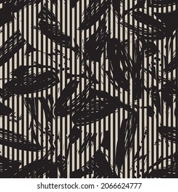 Floral seamless pattern with striped textures for fashion textiles and graphics