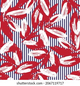 Patrón sin costuras florales con texturas rayadas para textiles y gráficos de moda