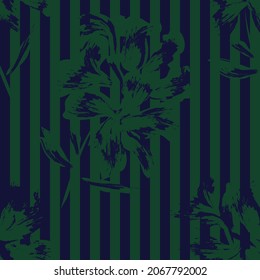 Floral seamless pattern with striped textures for fashion textiles and graphics