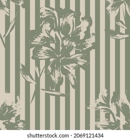 Patrón sin costuras florales con texturas rayadas para textiles y gráficos de moda