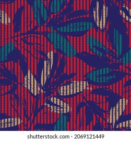 Patrón sin costuras florales con texturas rayadas para textiles y gráficos de moda