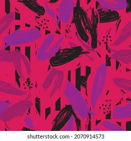 Patrón sin costuras florales con texturas rayadas para textiles y gráficos de moda