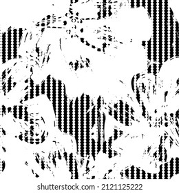 Floral seamless pattern with striped textures for fashion textiles and graphics