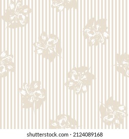 Floral seamless pattern with striped textures for fashion textiles and graphics