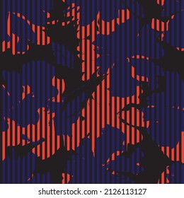 Floral seamless pattern with striped textures for fashion textiles and graphics