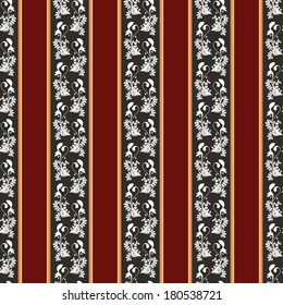 Floral seamless pattern with stripes