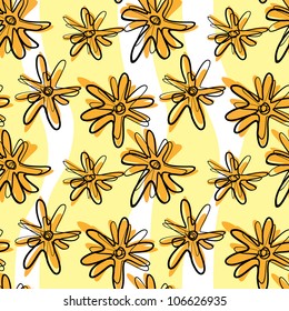 Floral seamless pattern. Stylish background with yellow flowers